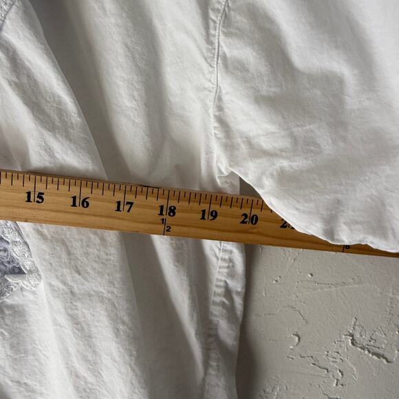 Vintage Take a Break Western Shirt M White Eyelet Embroidered Yoke Lace‎ Detail - Picture 8 of 9
